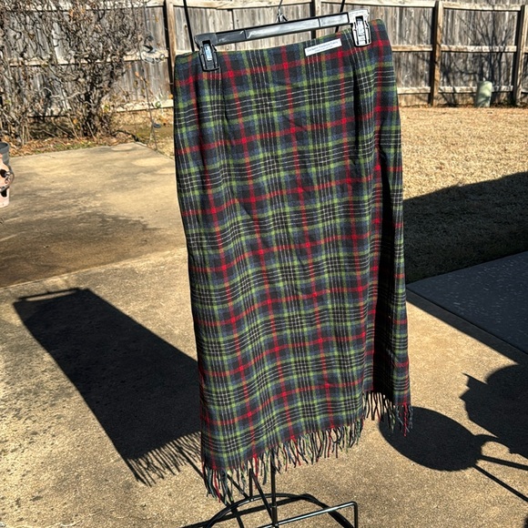 NWOT Vintage Pendleton Fringed Plaid Skirt 8 2 flaws USA made - Picture 1 of 7